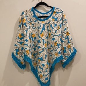 Vintage Poncho with Fringe Handmade